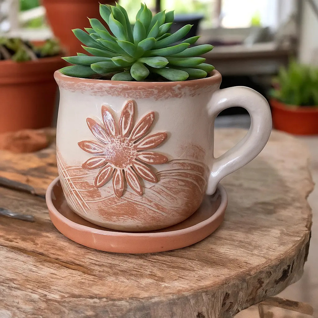 Vaso caneca em cerâmica artesanal