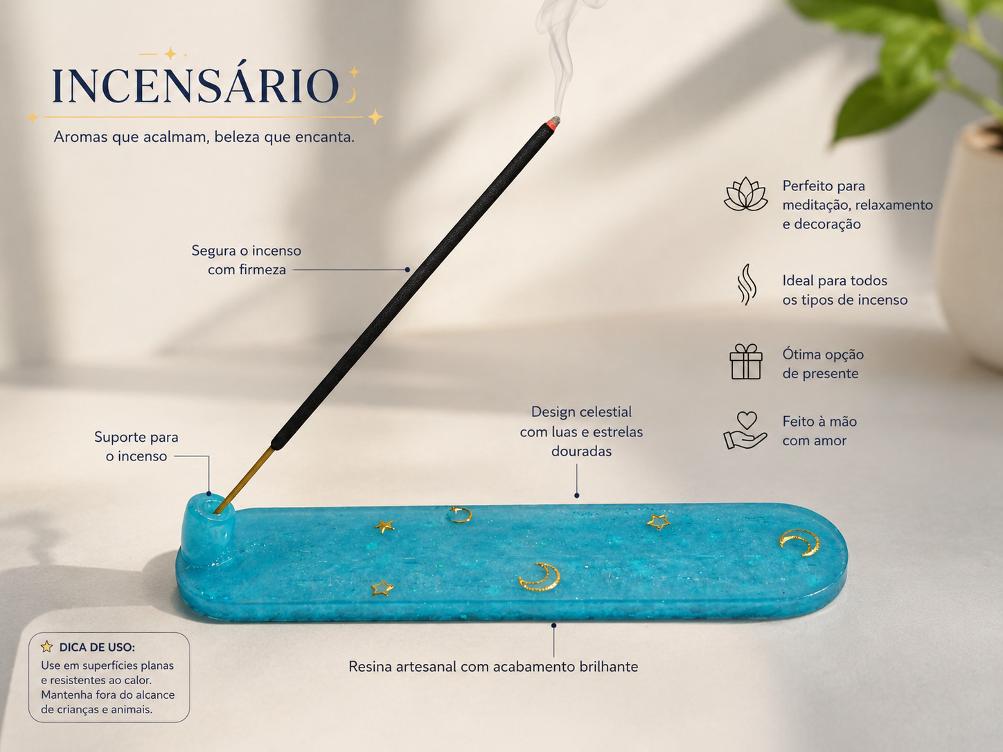 ✨🌙 INCENSÁRIO CELESTIAL EM RESINA ARTESANAL 🌙✨